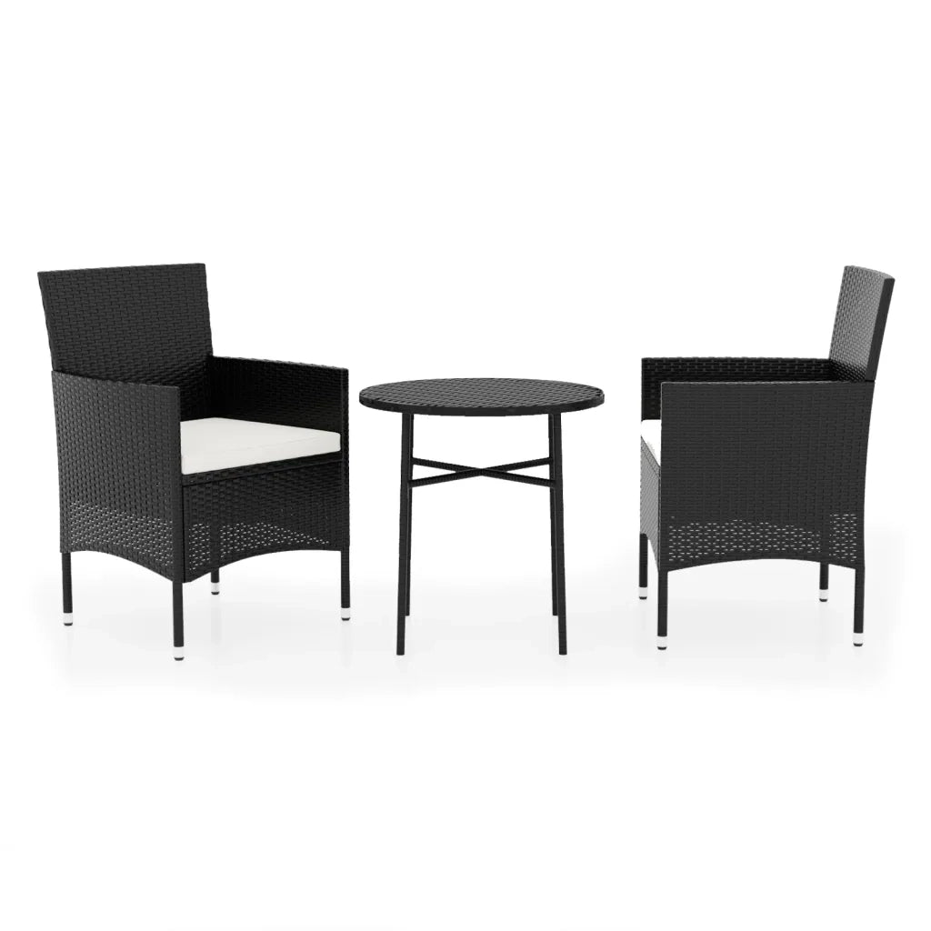 Set Mobili da Pranzo per Giardino 3 pz Polyrattan Nero 3098022