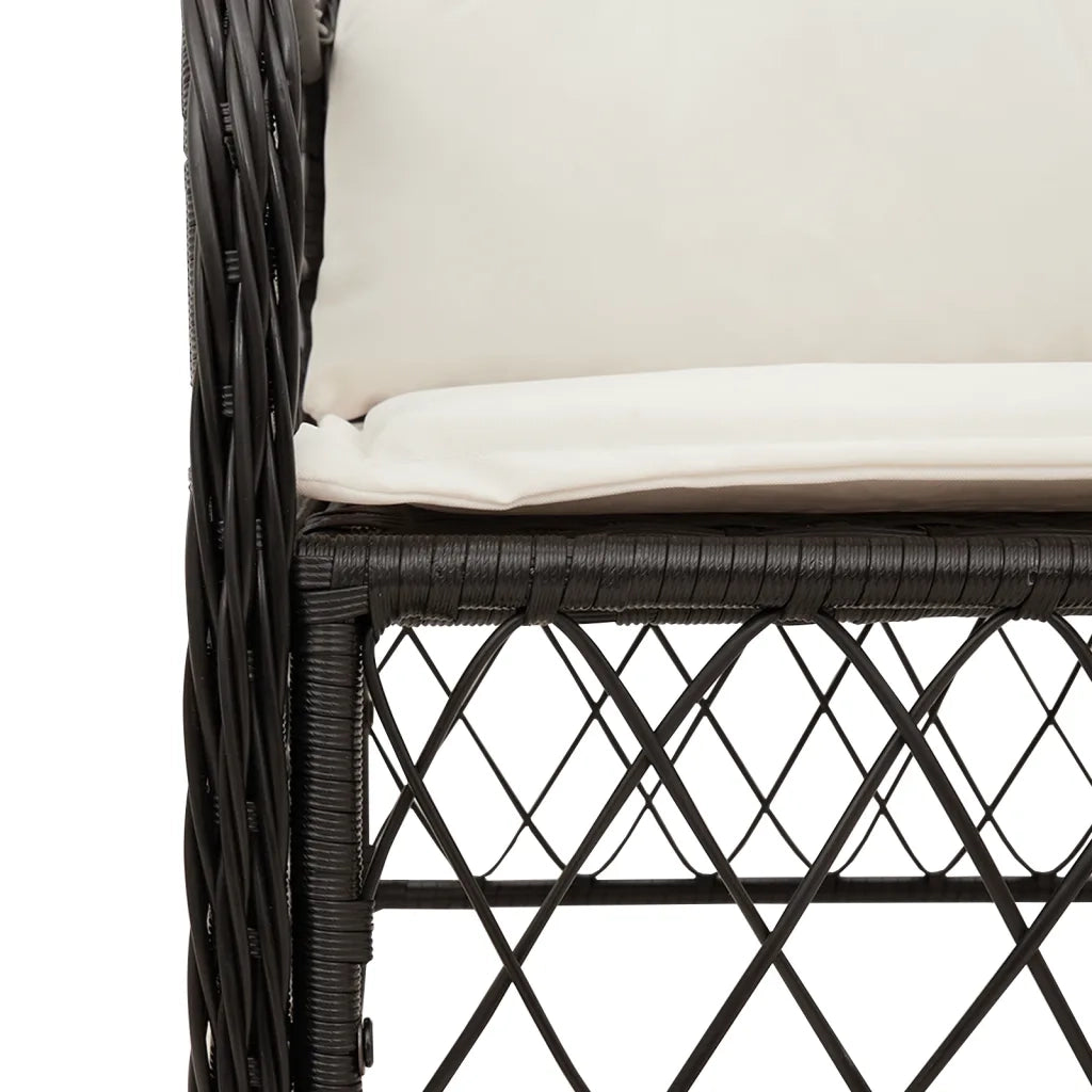 Set da Pranzo da Giardino 7 pz Nero con Cuscini in Polyrattan 3212054