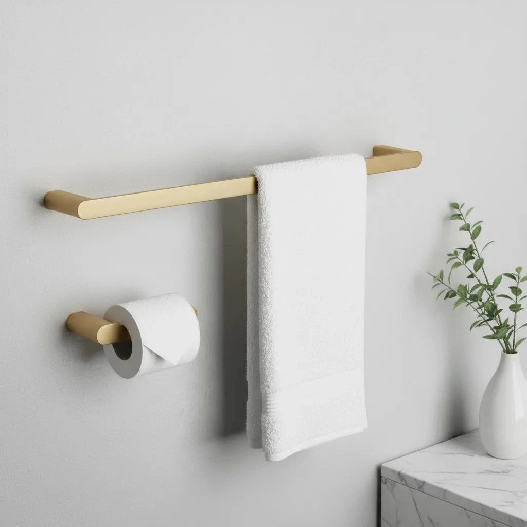 Set Accessori Da Bagno Mati Brush Gold 4 Pezzi