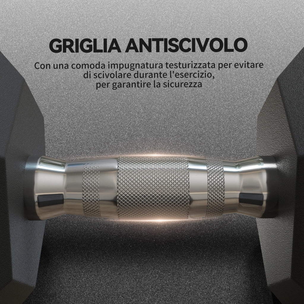 Manubrio 15 kg Esagonale ¨C Minimal ¨C Nero Acciaio Gomma ?15.5x33.6 cm