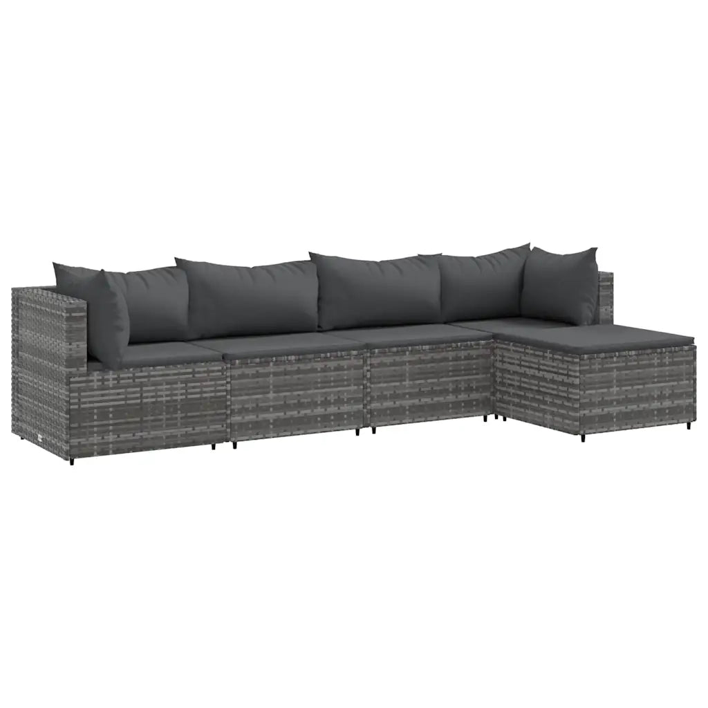 Set Divani da Giardino 5 pz con Cuscini in Polyrattan Grigio 3308058