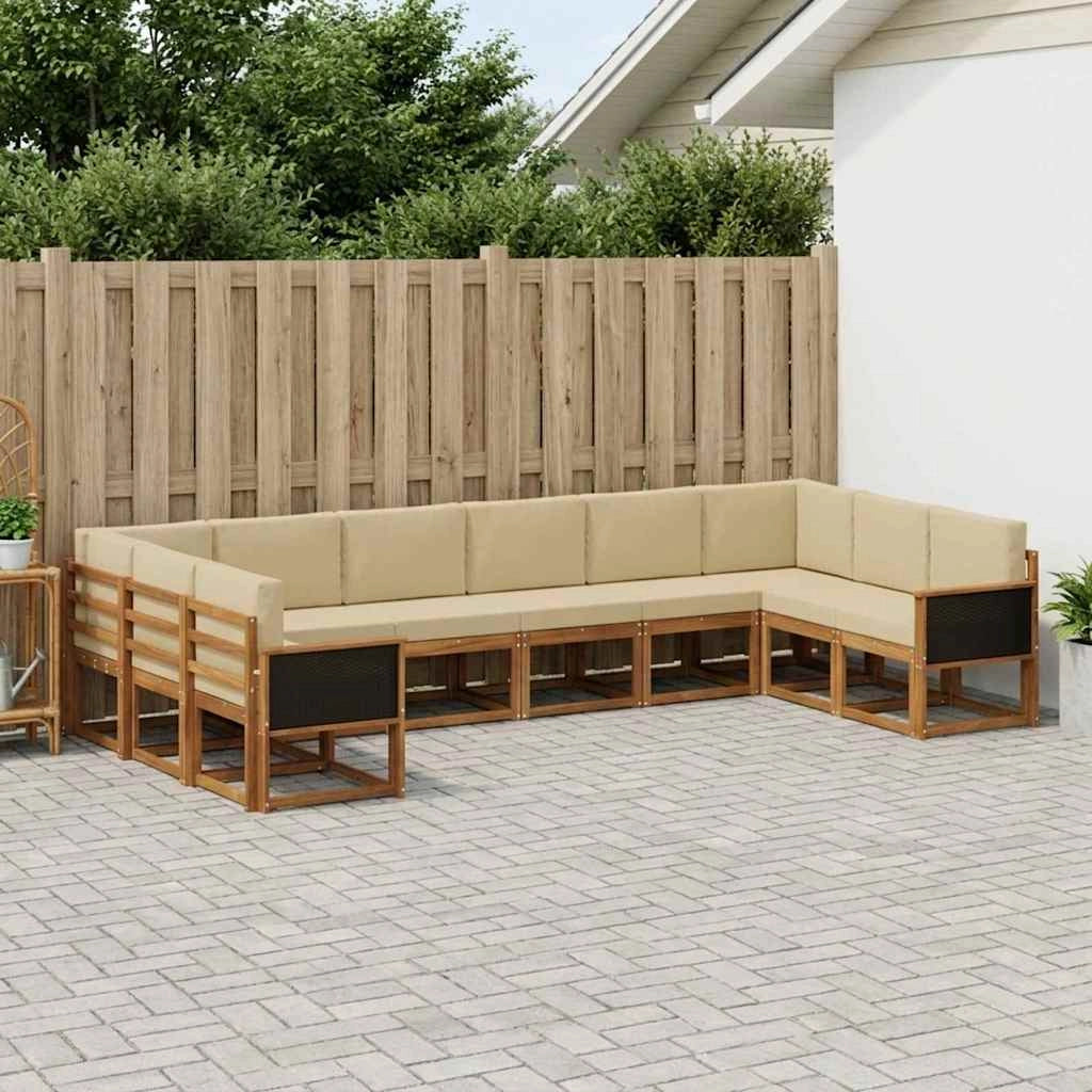Set di divani da esterno 10 pz Naturale e Beige 3385564