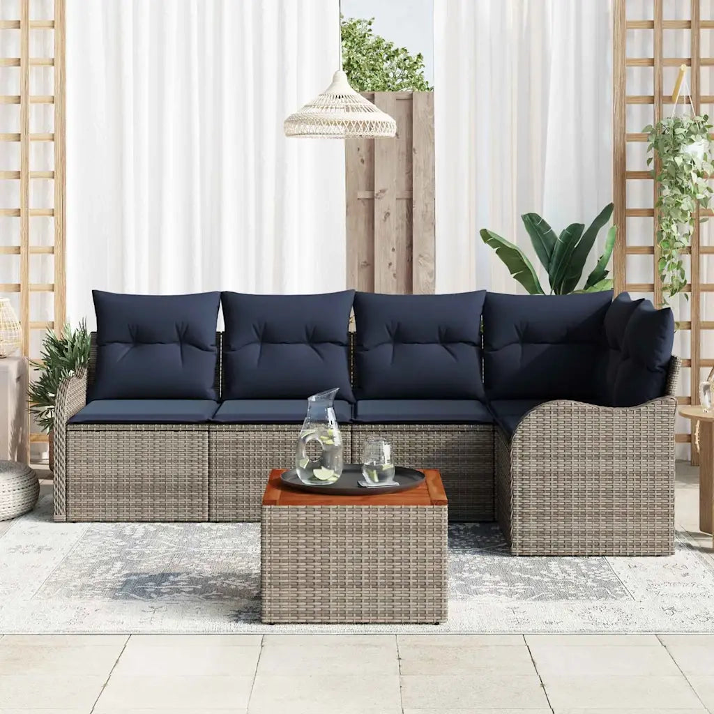 Set Divano da Giardino 6 pz Grigio polyrattan 3347458