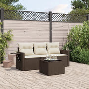 Set Divano da Giardino 4 pz con Cuscini Marrone in Polyrattan 3252210
