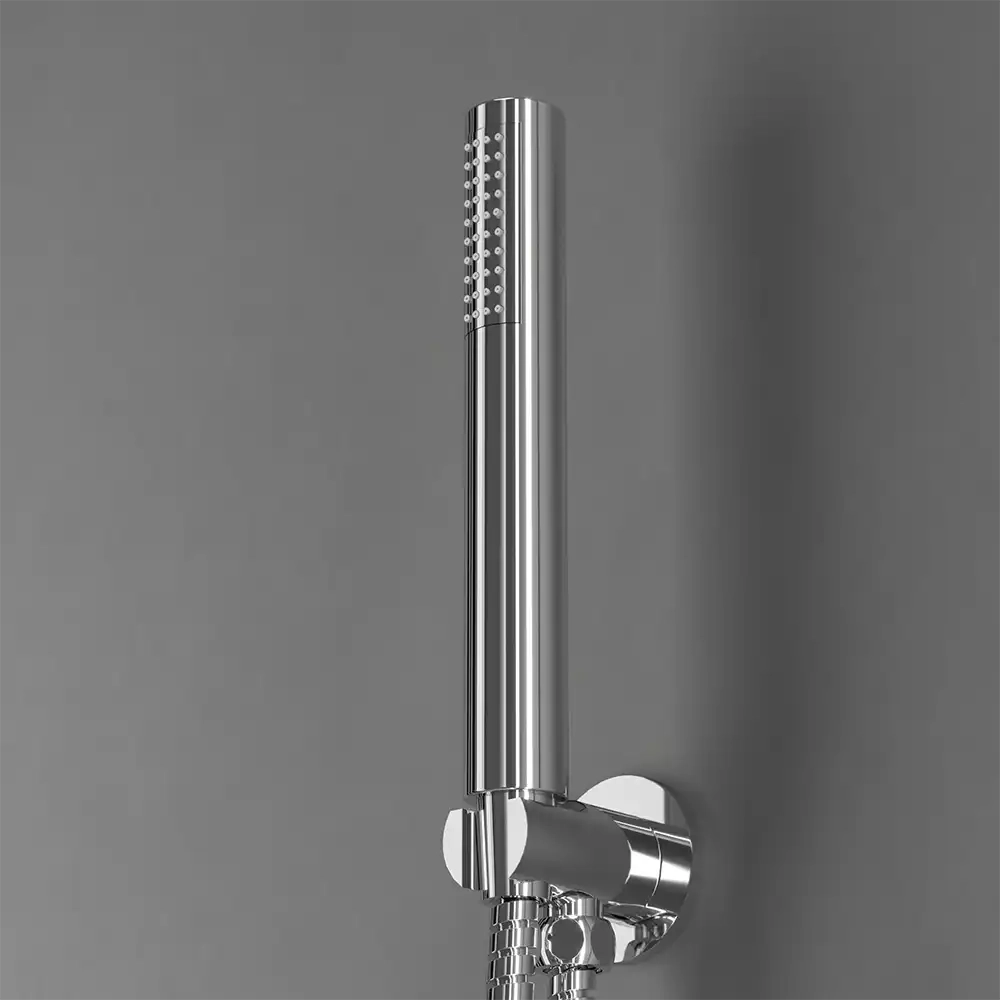 Kit doccia tondo cromato con presa acqua e flessibile da 150 cm