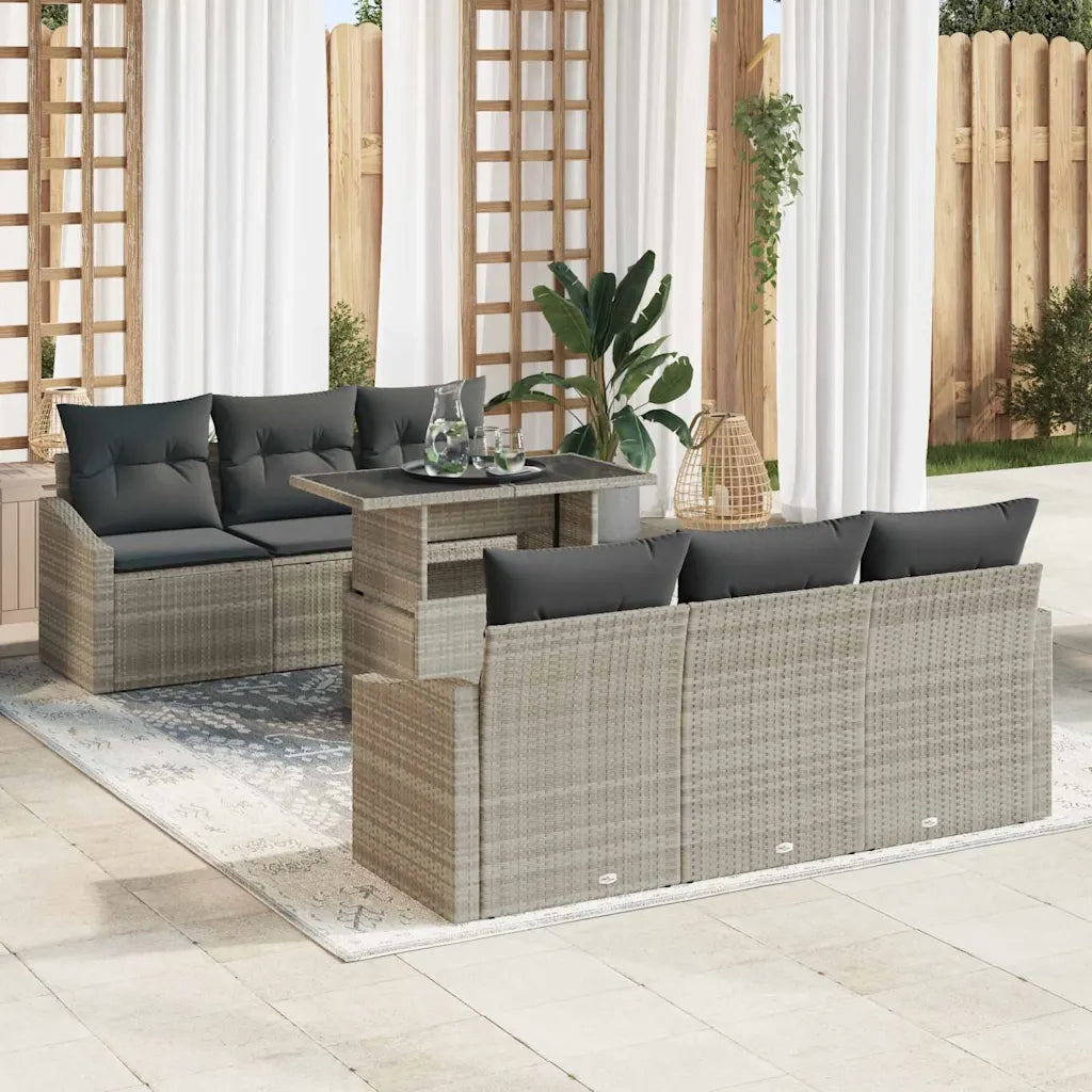 Set Divano da Giardino 7 pcs Grigio chiaro polyrattan 3348928