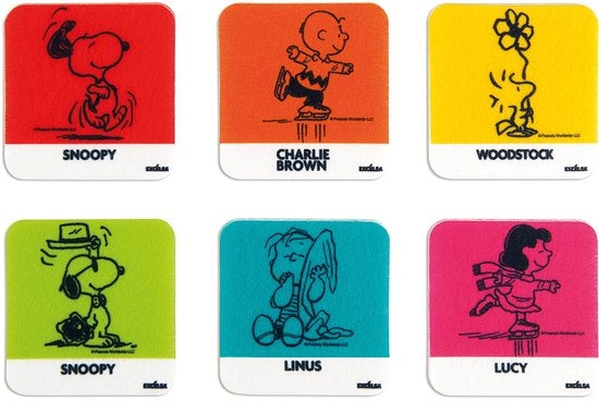 Set di 6 Untersetzer Peanuts 9 x 9 Assortito
