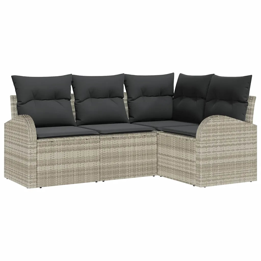 Set Divano da Giardino 4 pcs Grigio chiaro polyrattan 3346022