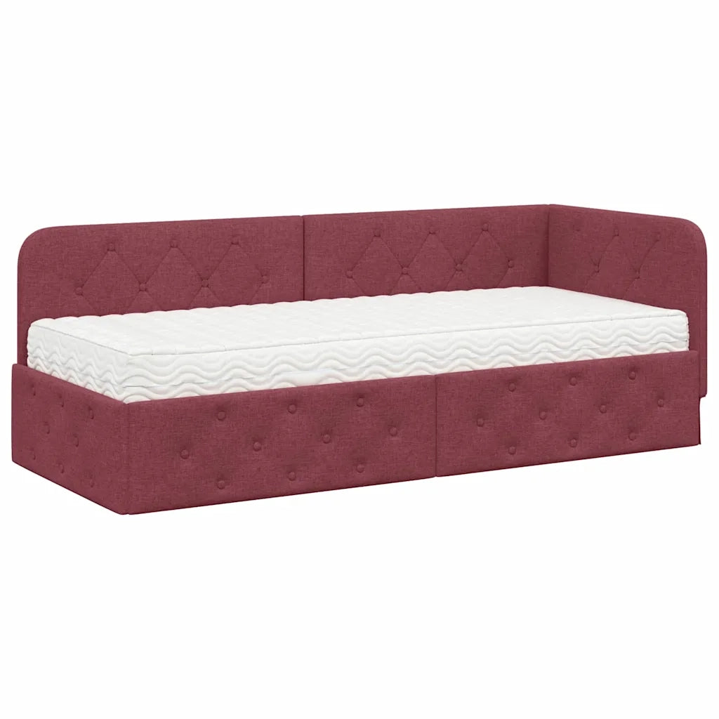 Cornice del letto ad angolo Rosso Vino 80 x 200 cm Tessuto 3394032