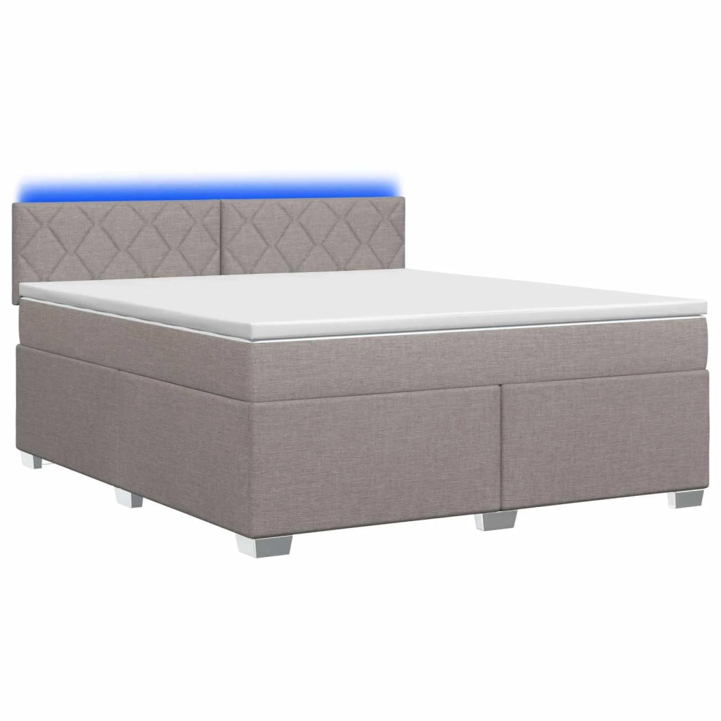 Letto con Box Spring, Materasso e LED Tortora 180 x 200 cm 3452012