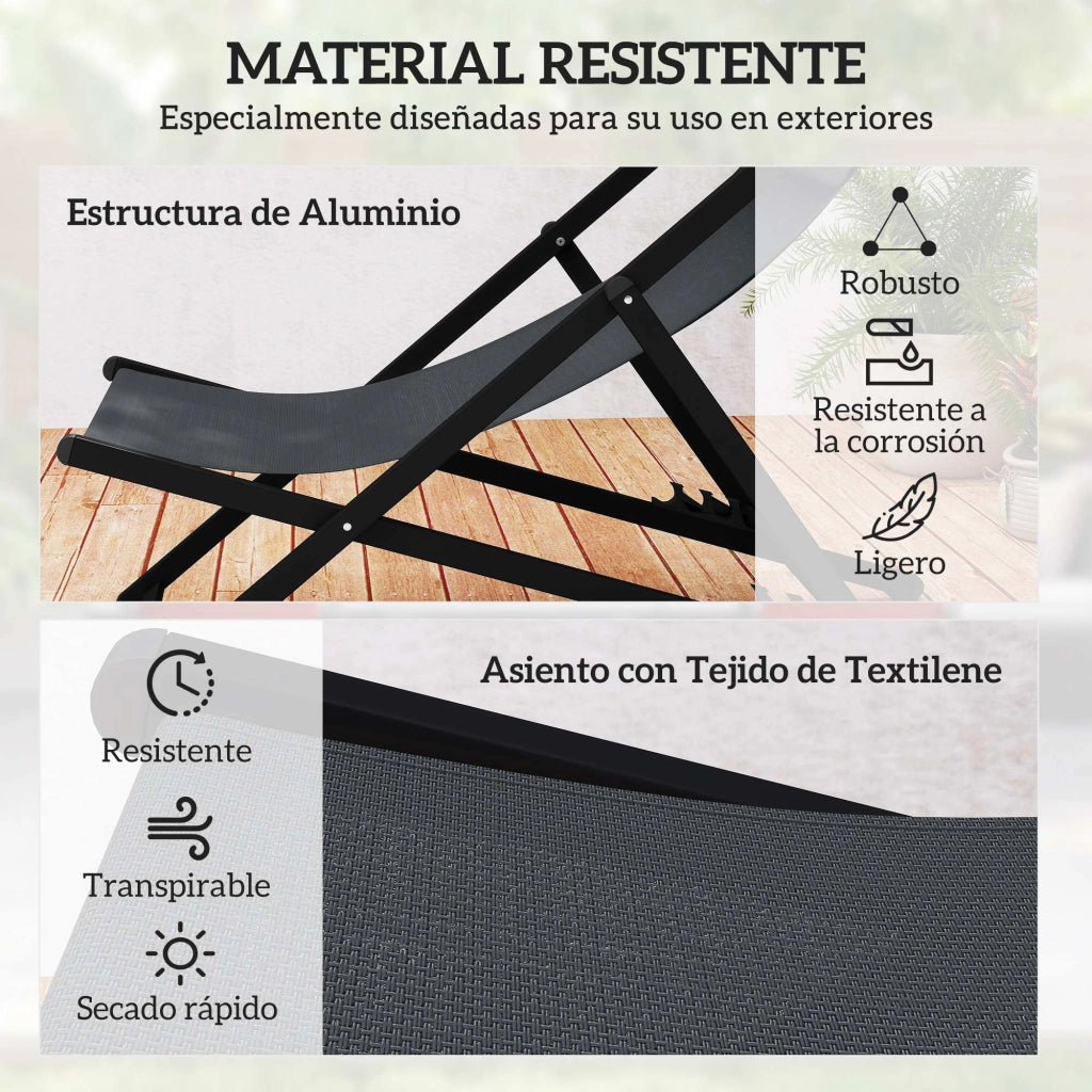 Lettini da giardino pieghevoli 2 pezzi ¨C Minimal ¨C Grigio 60x100x85 cm