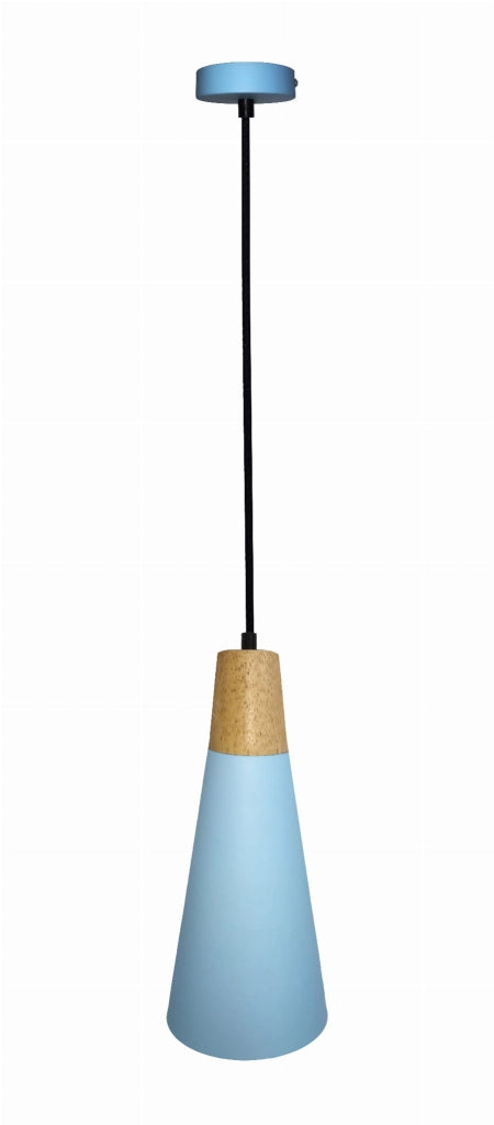 Lampada a sospensione Candellux Faro blu/legno E27 Ø15