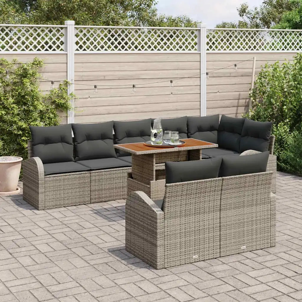 Set Divano da Giardino con cuscino 9 pcs Grigio 3349600