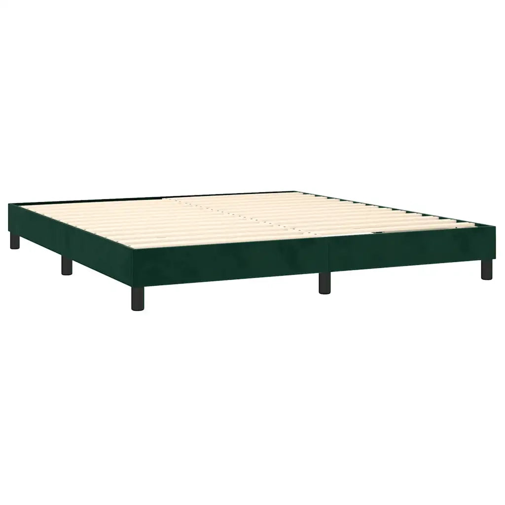 Letto a Molle con Materasso e LED Verde Scuro 160x200cm Velluto 3134474