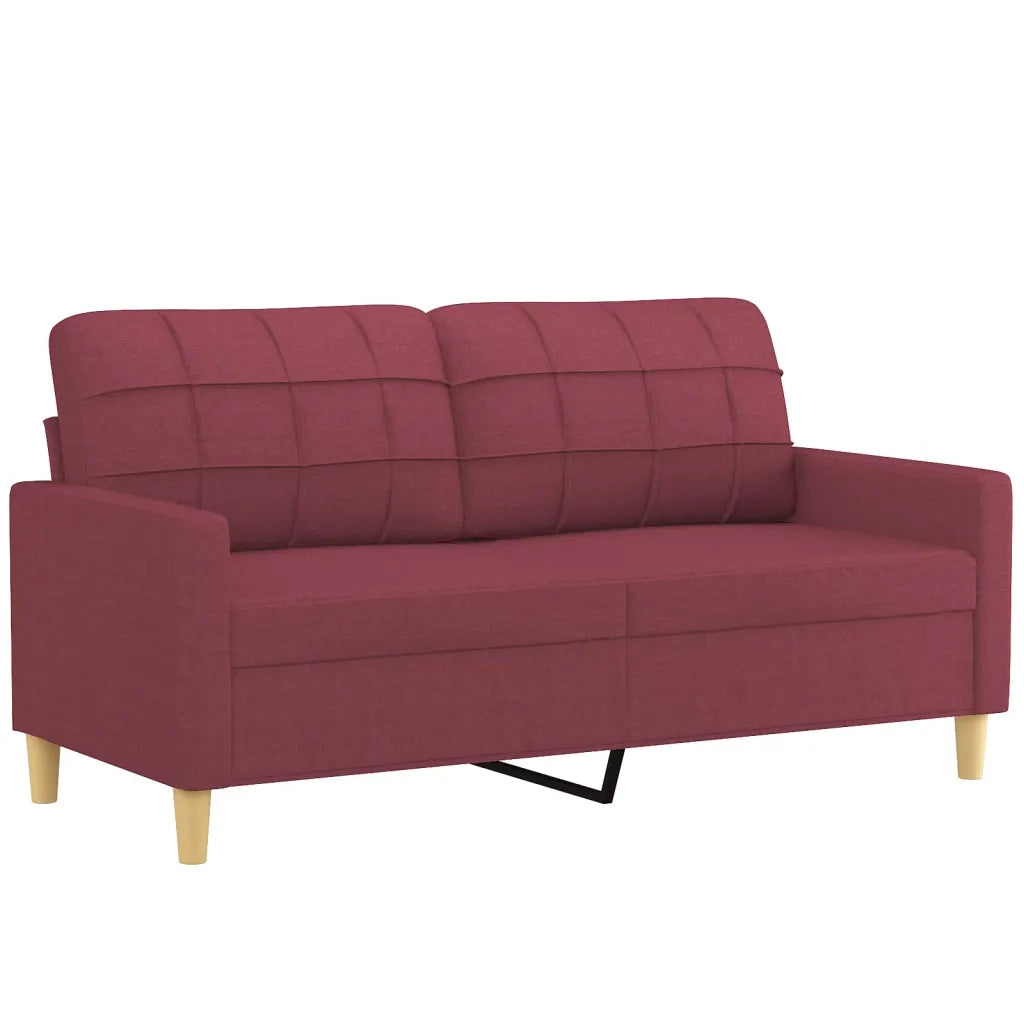 Set di Divani 3 pz con Cuscini Rosso Vino in Tessuto 3201288
