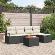Set Divano da Giardino con cuscino 6 pcs Nero polyrattan 3359530