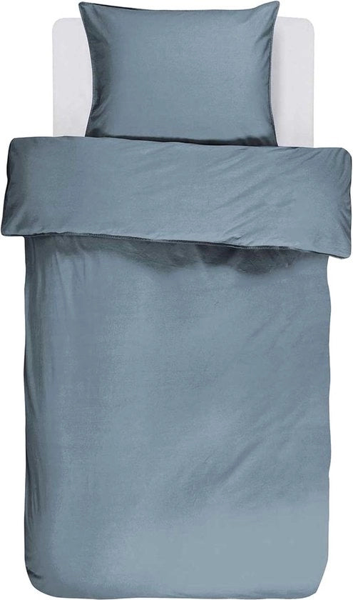 Set di Cuscini da Letto in Cotonato Blu 155x220 cm + 80x80 cm