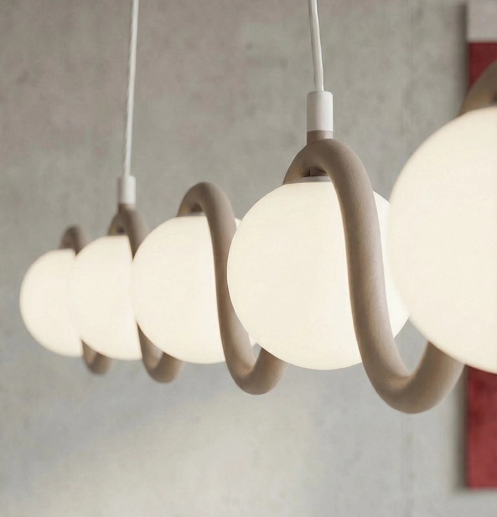 Lampada sospesa SINUS ondulata 5 luci G9 beige Emibig