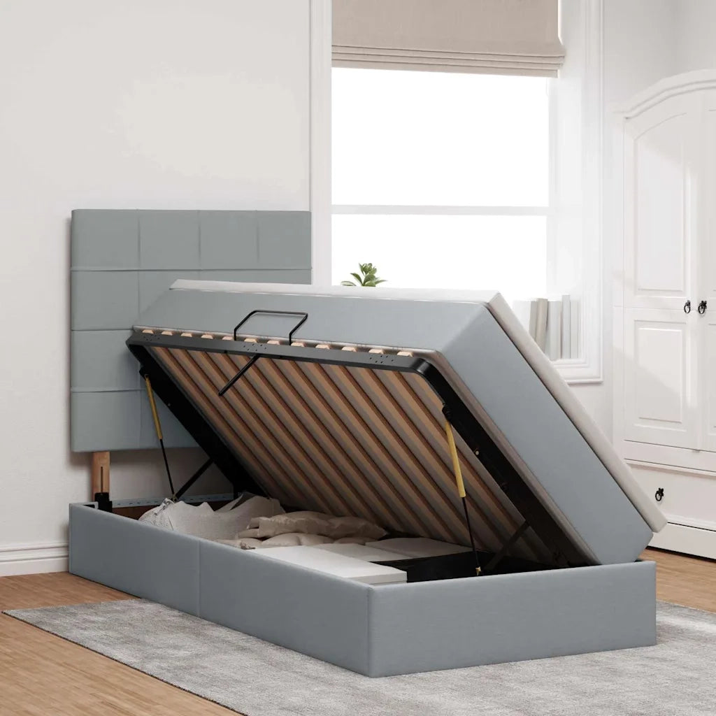Letto con contenitore e LED con led Grigio chiaro 100 x 200 cm