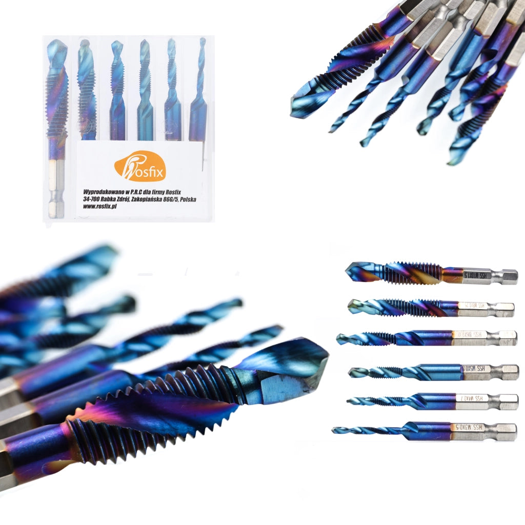 Set di Punte Maschiatrici M3-M8 – Acciaio HSS di Alta Qualità | 6 Pezzi, Attacco 1/4" | Per Metallo, Legno, Plastica