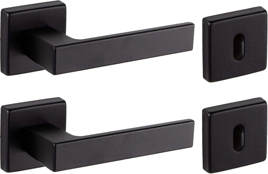 Coppia maniglie per porta interna quadra nero