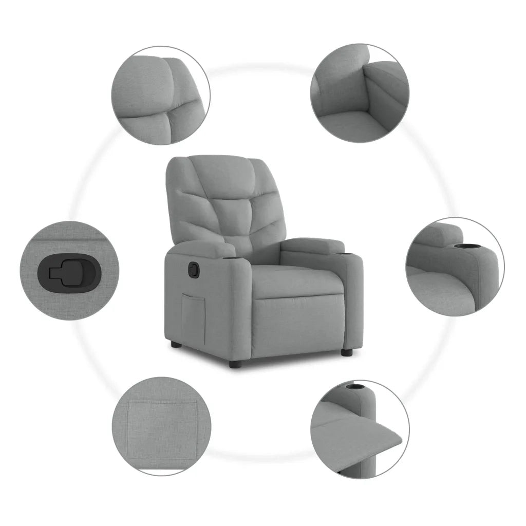 Poltrona reclinabile in tessuto grigio chiaro 3205608