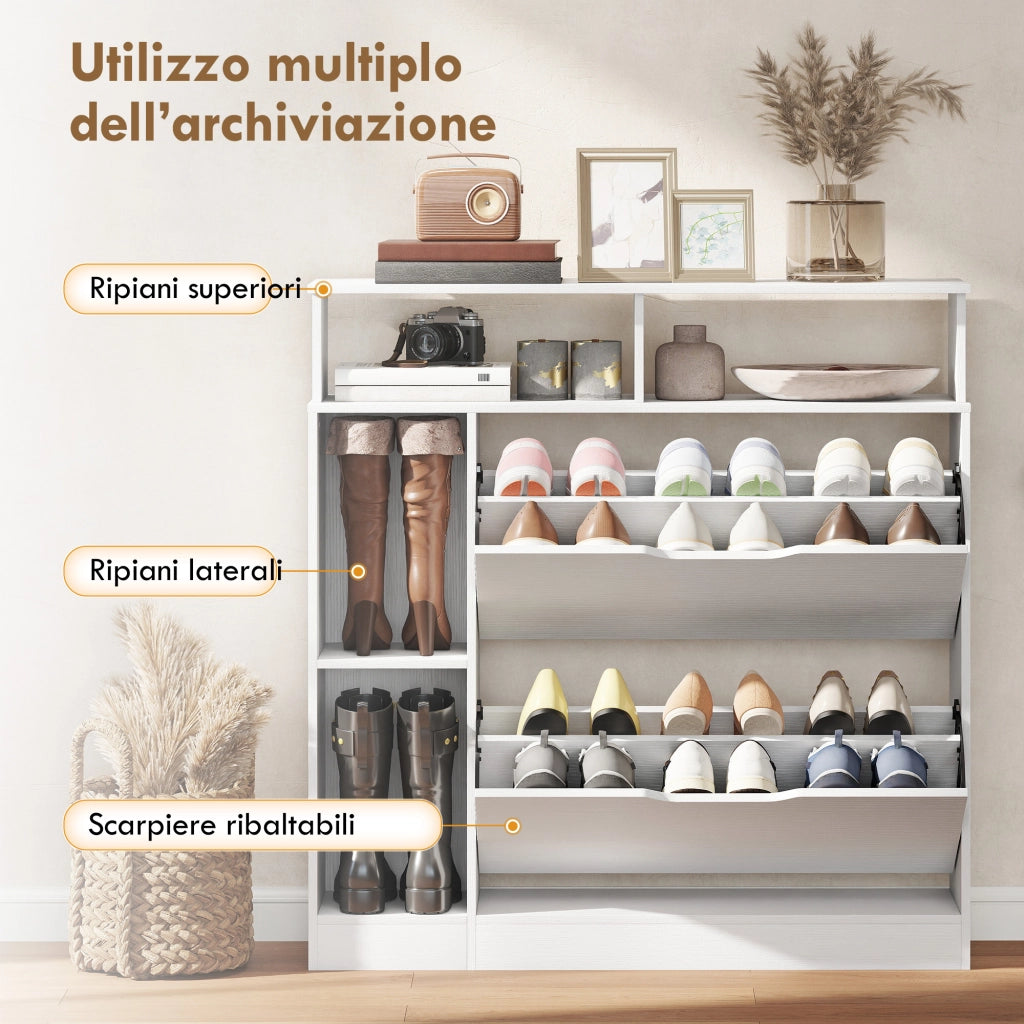 Scarpiera con Divisori Regolabili ¨C Minimal ¨C Bianco