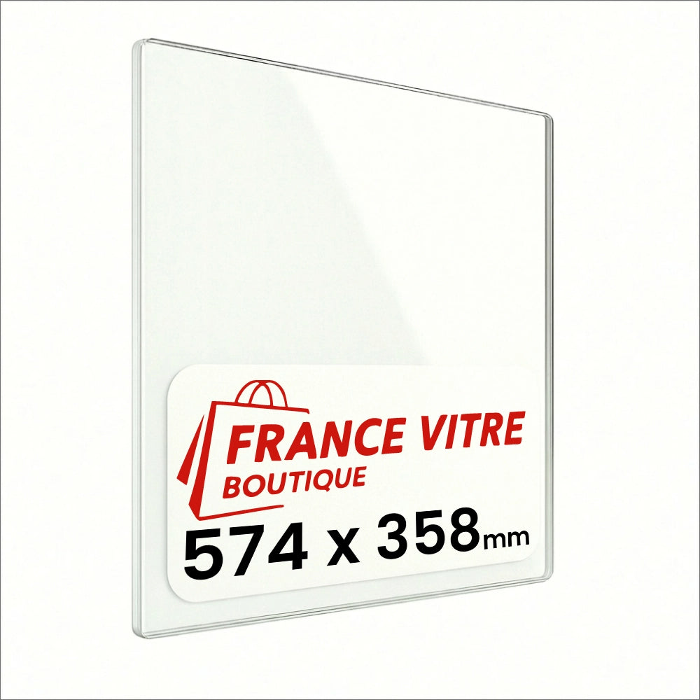 574 x 358 x 4 mm - Vetro per stufa a legna - vetro camino di ricambio - vetro per caminetto resistente al fuoco - France Vitre