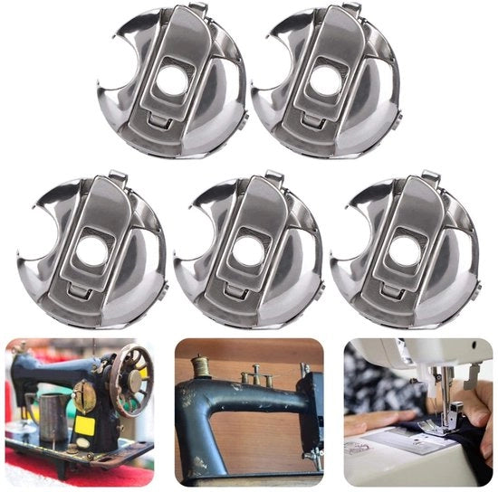 Set di 5 spolettori per macchina da cucire - Spolettori metallici per ricamo - Caricabroccolatori per macchina da cucire - Caricabroccolatori per macchina da cucire per carico rapido - Alta qualità - Materiale duraturo - Spolettori per ricamo