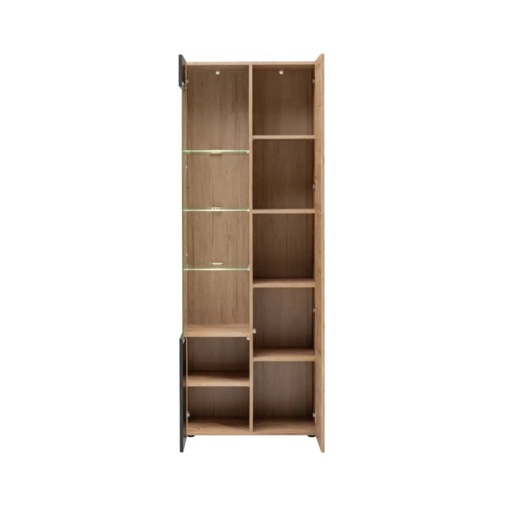 Vetrina DOUM – Rovere chiaro e nero – L70 x H192 x P40 cm