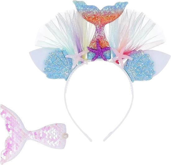 Accessorio di Cosplay per Ragazze - Fascia Viso con Coda di Pesce e Spilla Capelli in (Colore)