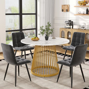 Set tavolo-Xylo-80cm rotondo 4 sedie grigio piedi dorati