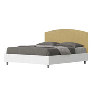 BS COM Letto matrimoniale con rete 160x200 bianco frassino testata microfibra ocra