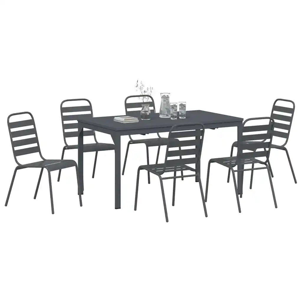 Set da Pranzo per Giardino 7 pcs Antracite