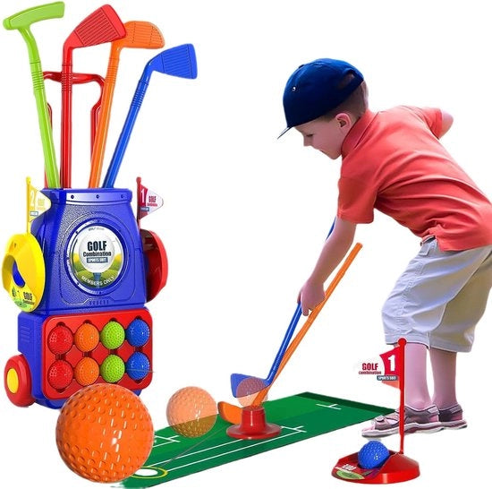 Set di golf per bambini portatile per uso interno ed esterno con montaggio e deposito