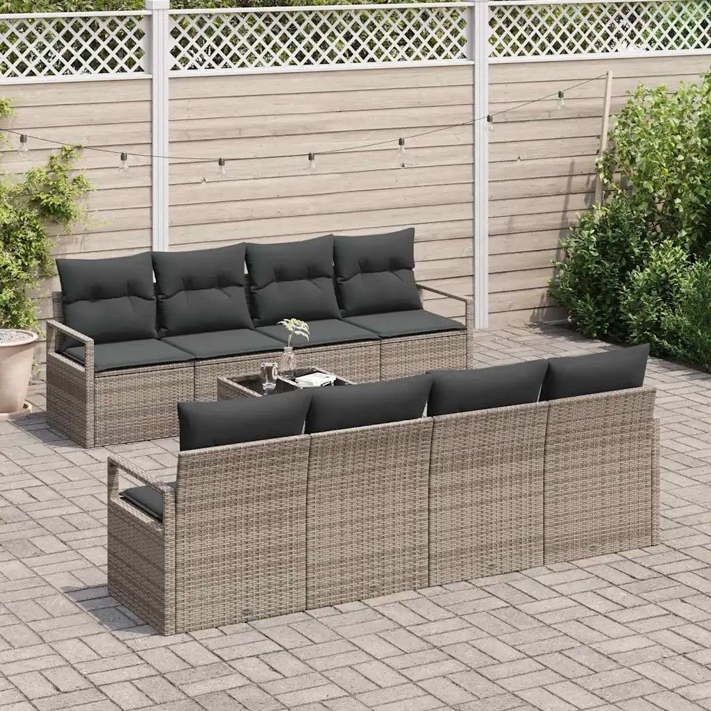 Set di divani con cuscino 7 pcs Grigio polyrattan
