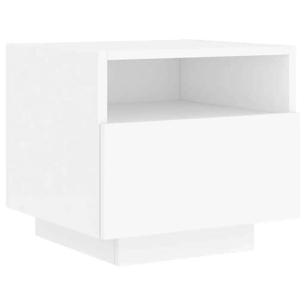 Set di 2 Comodini | Armadio da Notte | Mobiletto da notte con Luci LED Bianchi 40x39x37 cm