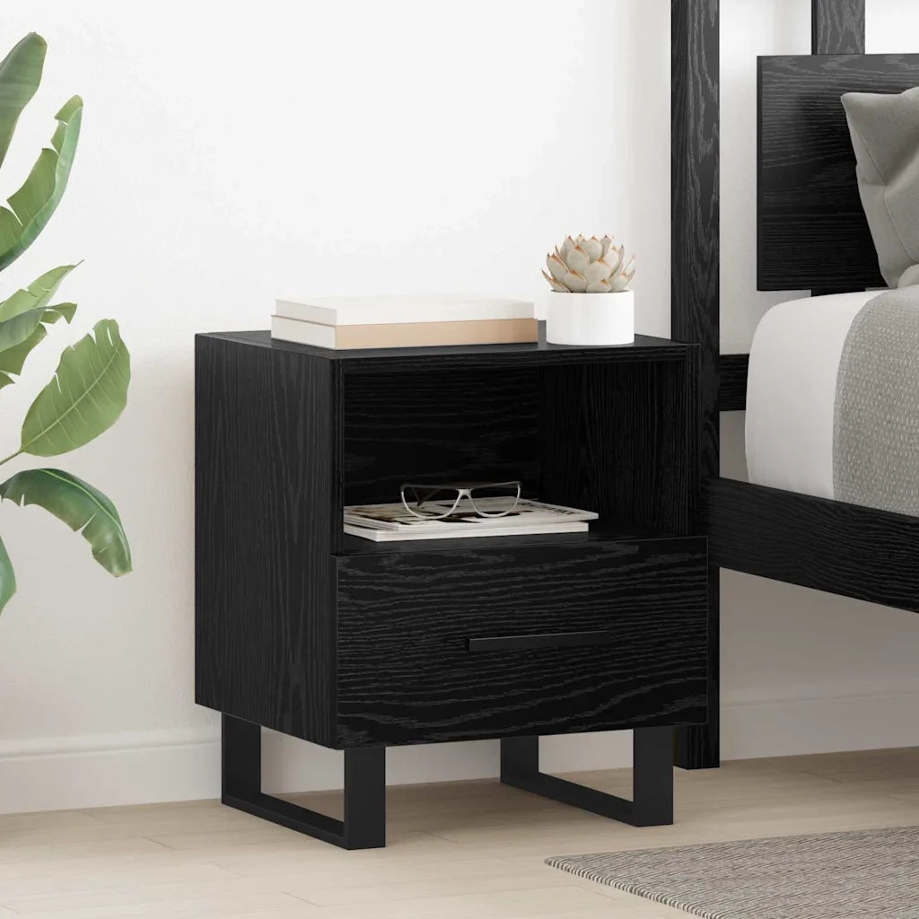 Set di 2 Comodini | Armadio da Notte | Mobiletto da notte Rovere Nero 40 x 35 x 47,5 cm