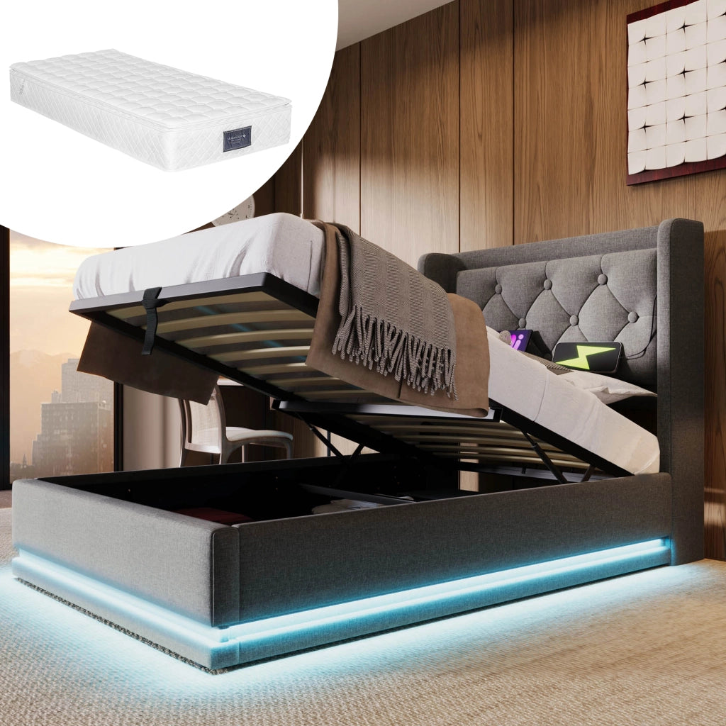 letto imbottito cotone grigio 90 x 200 cm