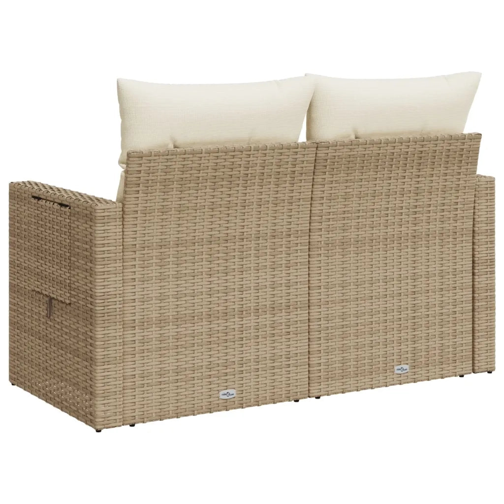 Divano da Giardino con Cuscini a 2 Posti Beige in Polyrattan 366079