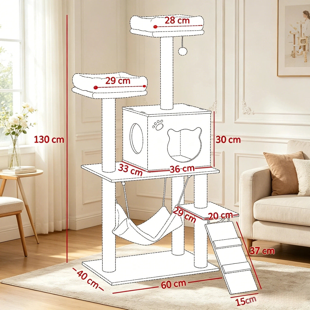 ALBERO GATTO Tiragraffi 60x40x130 cm Beige e Marrone