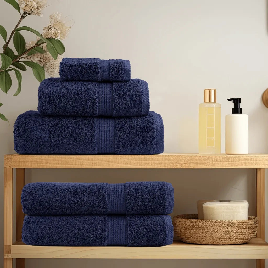 Asciugamani da doccia premium SOLUND 2 pezzi blu navy 70x140 cm 600 g/m2