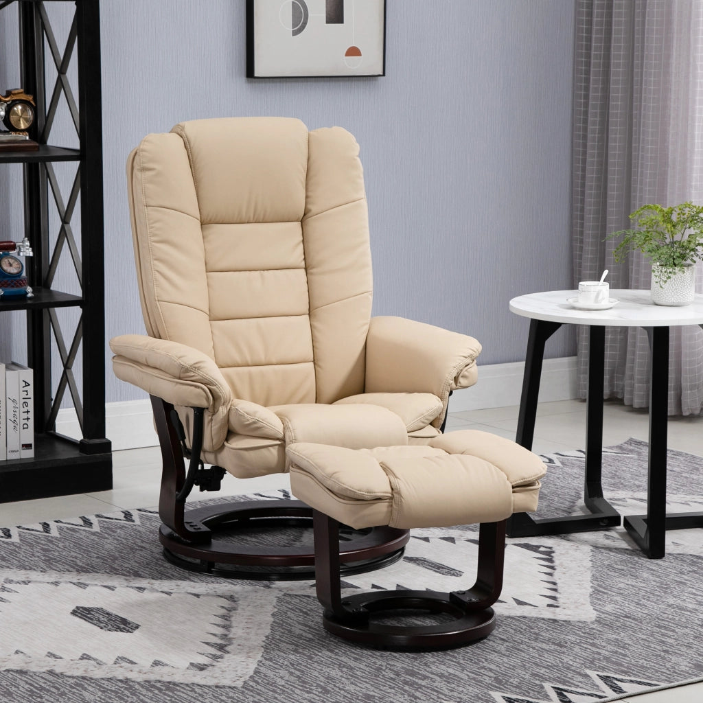 Poltrona Relax con Pouf ¨C Xylo ¨C Reclinabile Girevole 360¡ã Similpelle PU Grigio