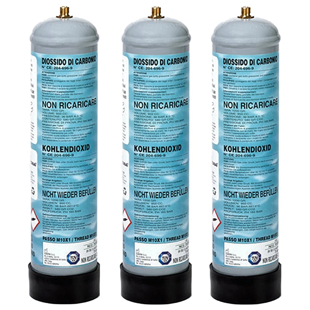 Bombola Co2 usa e getta da 600gr - set da 3 Pezzi