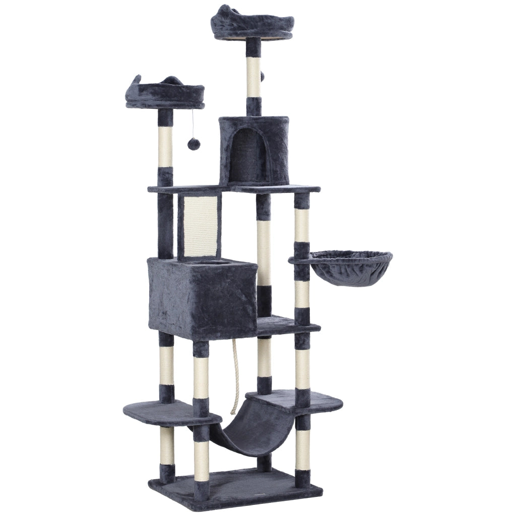 Tiragraffi per Gatti con Piattaforma ¨C Minimal ¨C Grigio Scuro 206 cm