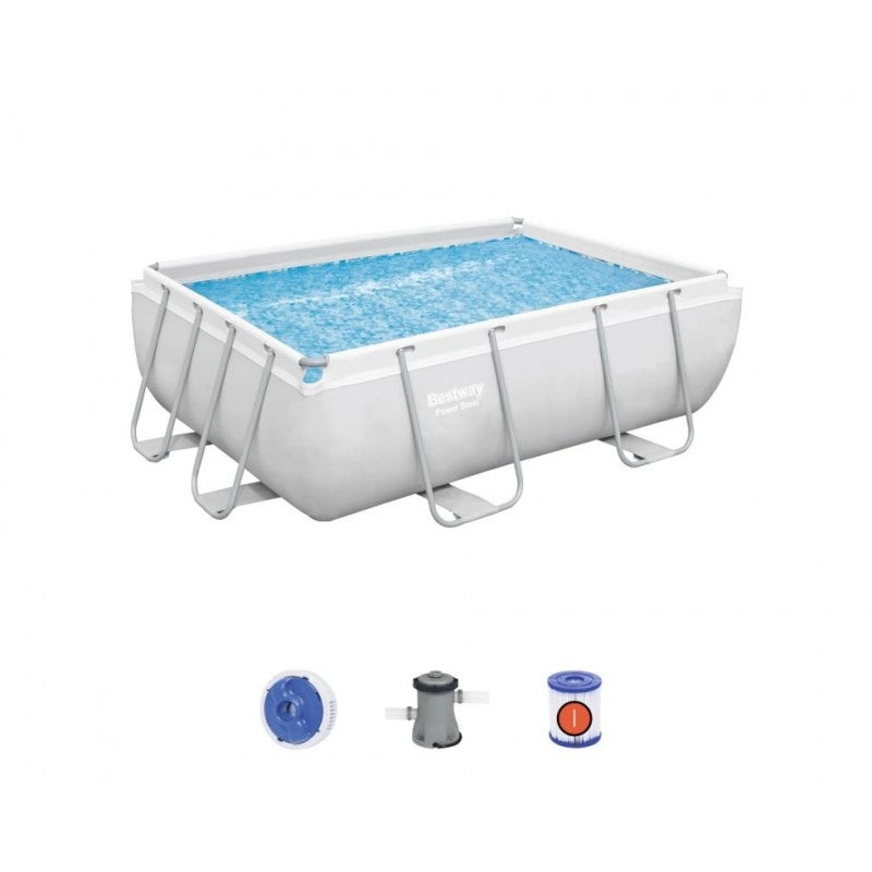 Piscina fuori terra rettangolare con telaio in acciaio e pompa filtro inclusa, dimensioni 282x196x84 cm capacità 3662 L - Bestway