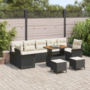 Set Divano da Giardino con cuscino 10 pcs Nero e Crema