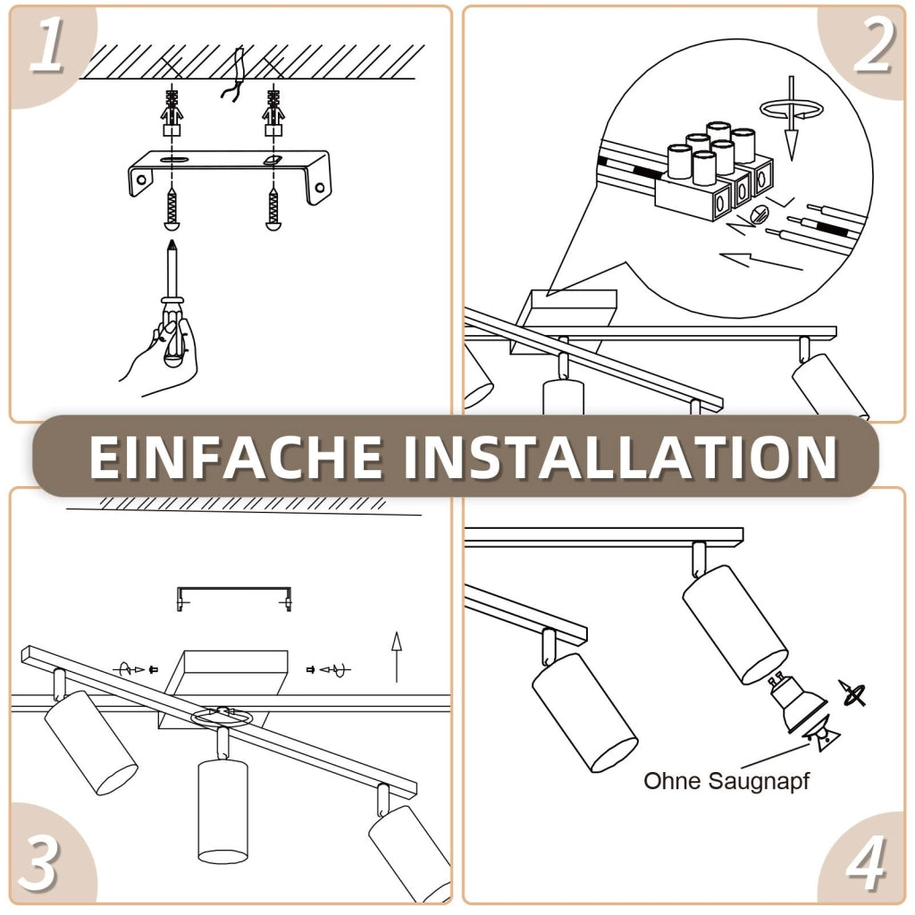 ZMH Faretto da soffitto 5 fiamme GU10 nero lampada da soffitto per camera da letto