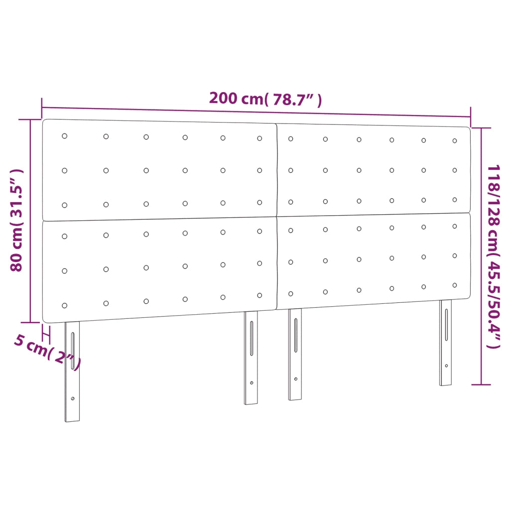 Testiera | Testata Blu 200x5x118/128 cm Tessuto