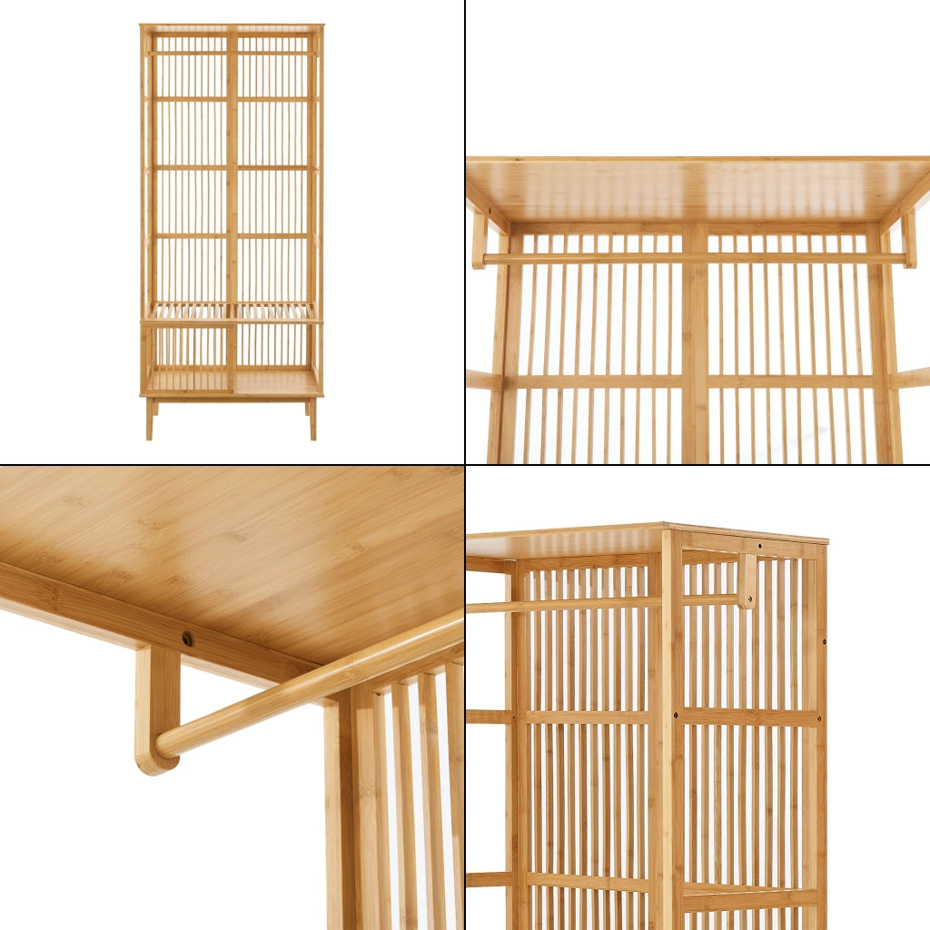 Set Organizzatore Guardaroba in Bambù 1 Armado Aperto e 2 Scaffali [en.casa]